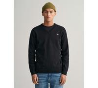 Gant Mens Classic Cotton V-Neck Jumper - Black - Size X-Large