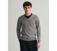 GANT Mens Classic Cotton V-Neck Jumper - 92 Dark Grey Melange - 92 Dark Grey Melange - M