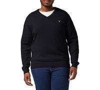 GANT Men's Classic Cotton V-Neck Pullover, Black, XXXL