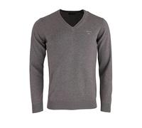 GANT Men's Classic Cotton V-Neck Pullover, Dark Grey Blend, M