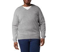 GANT Men's Classic Cotton V-Neck Pullover, Dark Grey Mottled, L