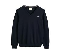 GANT Men's Classic Cotton V-Neck Pullover, Evening Blue, 3XL