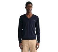 GANT Men's Classic Cotton V-Neck Pullover, Evening Blue, XL