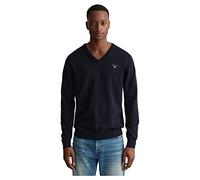 GANT Men's Classic Cotton V-Neck Pullover, Evening Blue, XL