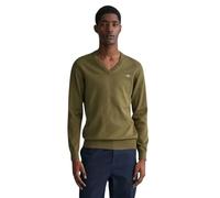 GANT Men's Classic Cotton V-Neck Pullover, Juniper Green, L
