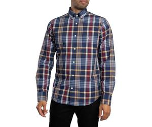 GANT Mens Classic Poplin Check Forest Gre Long Sleeve Shirt