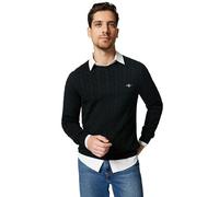 GANT Men's Cotton Cable C-Neck Pullover, Black, M