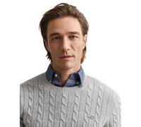 GANT Men's Cotton Cable C-Neck Pullover, Grey Melange, XL