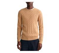 GANT Men's Cotton Cable C-Neck Pullover, Khaki Mel, XL