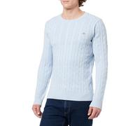 GANT Men's Cotton Cable C-Neck Pullover Sweater, Ice Blue Melange, L
