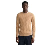 GANT Men's Cotton Cable C-Neck Pullover Sweater, Khaki Mel, XL