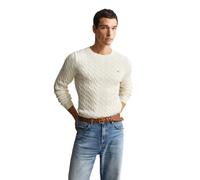 GANT Men's Cotton Cable C-Neck Pullover Sweater, Oat Melange, S