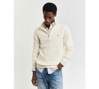 Men's GANT Mens Cotton Cable Half Zip Jumper - Cream - Size: 42/Regular