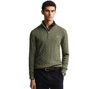 GANT Mens Cotton Cable Half Zip Jumper - 379 Dry Herb Green