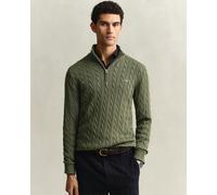 GANT Mens Cotton Cable Half Zip Jumper - 379 Dry Herb Green - 379 Dry Herb Green - L