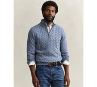 GANT Mens Cotton Cable Half Zip Jumper - 430 Faded Denim
