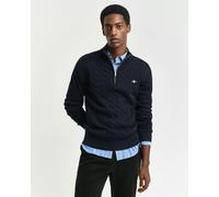 GANT Mens Cotton Cable Half Zip Jumper Colour: 433 Evening Blue, Size: XL
