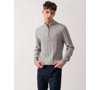 GANT Mens Cotton Cable Half Zip Jumper - 93 Grey Melange