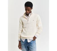 Gant Mens Cotton Cable Half Zip Jumper - Cream - Size X-Large