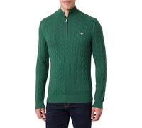 GANT Men's Cotton Cable Half Zip Pullover Sweater, Forest Green, XL