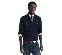 GANT Mens Cotton Cable Half Zip Jumper Colour: 433 Evening Blue, Size: XL