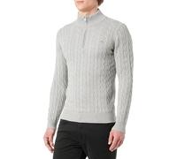 GANT Mens Cotton Cable Half Zip Jumper - 93 Grey Melange - 93 Grey Melange - XL