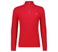 GANT Men's Cotton Cable Half Zip Pullover Sweater, Ruby red, S