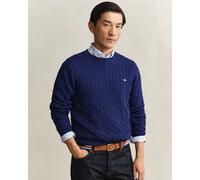 GANT Mens Cotton Cable Knit Crew Neck Jumper - 432 Rich Navy