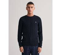 GANT Mens Cotton Cable Knit Crew Neck Jumper - 433 Evening Blue - 433 Evening Blue - XXXL