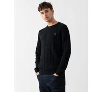 GANT Men's 8050601-5-L Cotton Cable C-Neck, Black, L