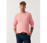 GANT Mens Cotton Cable Knit Crew Neck Jumper - 666 Washed Pink - 666 Washed Pink - L