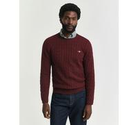 GANT Mens Cotton Cable Knit Crew Neck Jumper - 677 Bordeaux Melange - 677 Bordeaux Melange - L