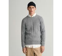 GANT Mens Cotton Cable Knit Crew Neck Jumper - 93 Grey Melange - 93 Grey Melange - XXXL