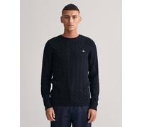 Gant Mens Cotton Cable Knit Crew Neck Jumper - Blue - Size 2XL