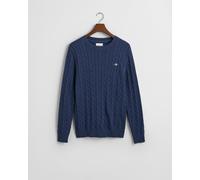 GANT Men's Cotton Cable C-Neck Pullover Sweater, Dark Denim Blue Melange, M