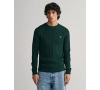 Gant Mens Cotton Cable Knit Crew Neck Jumper - Dark Green - Size Large