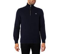 GANT Mens Cotton Half Zip Cream Sweater Navy L