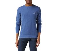 GANT Men's Cotton Pique C-Neck, Denim Blue Mel, M