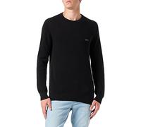 Gant Mens Cotton Pique Crew Neck Jumper - Black - Size Medium