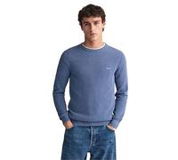 Gant Mens Cotton Pique Crew Neck Jumper - Blue - Size Large