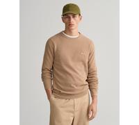 Gant Mens Cotton Pique Crew Neck Jumper - Beige - Size Medium