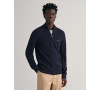 Men's GANT Mens Cotton Pique Full Zip Jumper - Navy - Size: 46/Regular