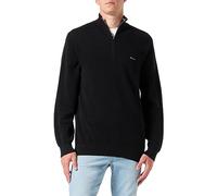 GANT Men's Cotton Pique Half-Zip Pullover, Black, Standard, Black, S
