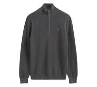 GANT Men's Cotton Pique Half Zip Pullover, Dark Grey Blend, L