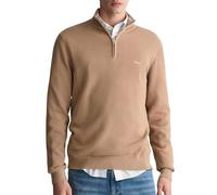 Men's GANT Mens Cotton Pique Half Zip Jumper - Dark Khaki - Size: 42/Regular