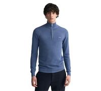 GANT Men's Cotton Pique Half Zip Sweater, Denim Blue Mel, L