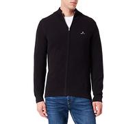 GANT Men's Cotton Pique Zip Cardigan, Black, XL
