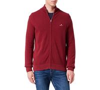 GANT Men's Cotton Pique Zip Cardigan Cardigan Sweater , Plumped Red,XS
