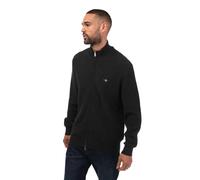 Gant Mens Textured Cotton Zipped Cardigan in Charcoal - Size Small