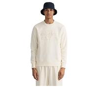 GANT Men's D.1 Tonal Archive Shield C-Neck Pullover Sweater, Eggshell, XL